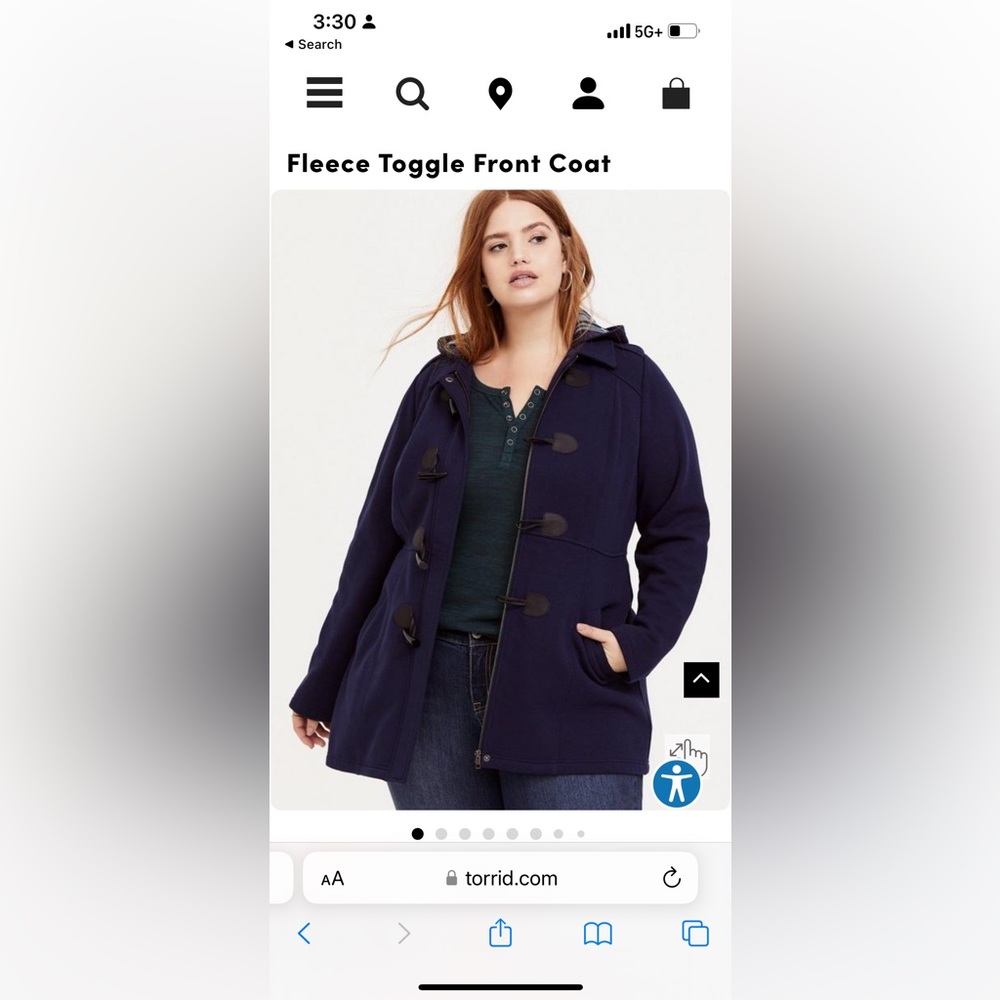 Torrid Fleece Toggle Front Coat
